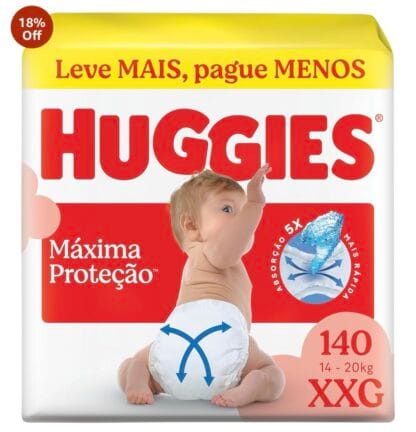 Fralda Descartável Huggies Máxima Proteção Tamanho XXG 140 unidades – Nova Supreme Care