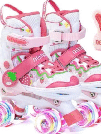 Patins roller 4 Rodas ARCO ÍRIS Com Luz De LED E Glitter Modelo Premium