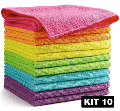 Kit 10 Panos De Limpeza Microfibra alta absorção Multiuso