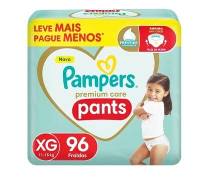 Pampers Pants Premium Care Fralda Fácil de Vestir XG 96 Unidades