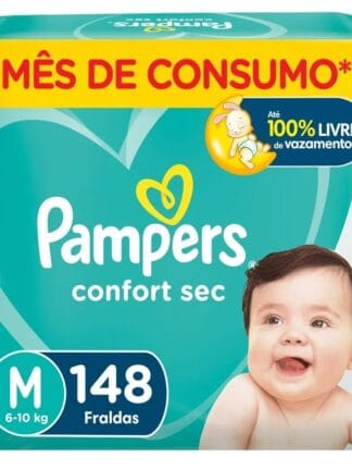 Fralda Pampers Confort Sec M - 148 fraldas