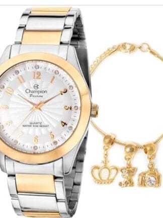 Relógio Feminino Champion Bicolor Analógico CN29409S Pulseira Berloques