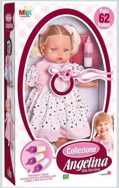 Boneca Angelina Loira 62 Frases 48cm