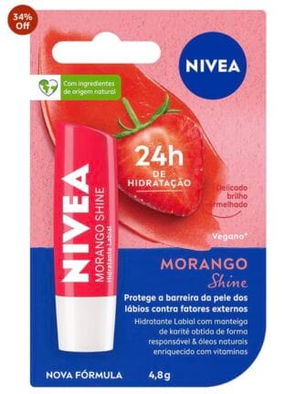 NIVEA Hidratante Labial Morango Shine 4,8g