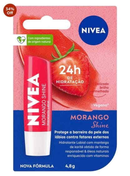 NIVEA Hidratante Labial Morango Shine 4,8g