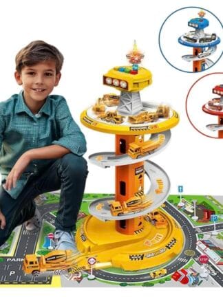 Pista de Carrinhos Infantil Brinquedo Corrida Posto Com Luz e Som (Amarelo)