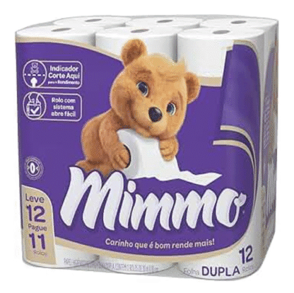 Mimmo Papel Higiênico Folha Dupla, 30m, Leve 12 Pague 11 Rolos