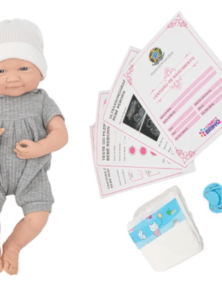Boneca Bebê Reborn Menino Realista 50cm Silicone Macio, Cabelinho, Roupinha Azul