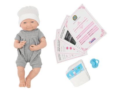 Boneca Bebê Reborn Menino Realista 50cm Silicone Macio, Cabelinho, Roupinha Azul