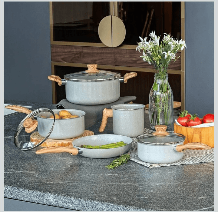 Brinox - Jogo de Panelas 5 Peças Ceramic Life Easy - Cinza