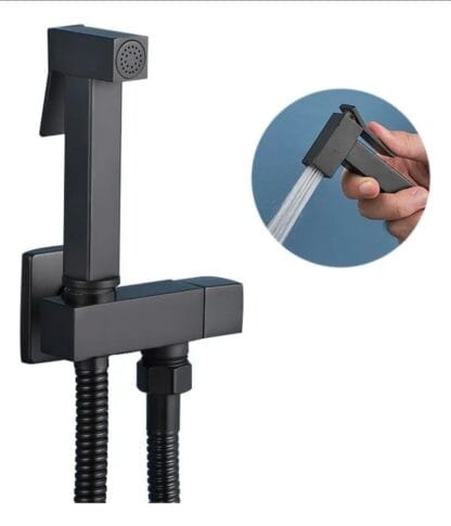 Ducha higiênica aço inox quadrado preto mate, Yesop