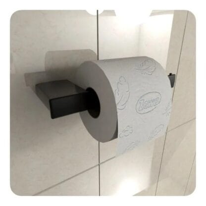 Porta Papel Higiênico Fosco Dupla Fixação Preto Master Preto - Imagem 2