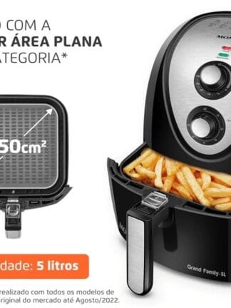 Fritadeira Sem Óleo Mondial, Grand Family Inox - 5L, 110V, Preto, 1900W - AFN-50-BI