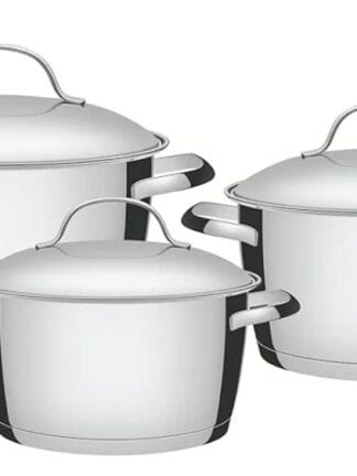 Jogo de panelas aço inox com fundo triplo, 3 peças