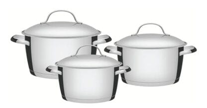 Jogo de panelas aço inox com fundo triplo, 3 peças