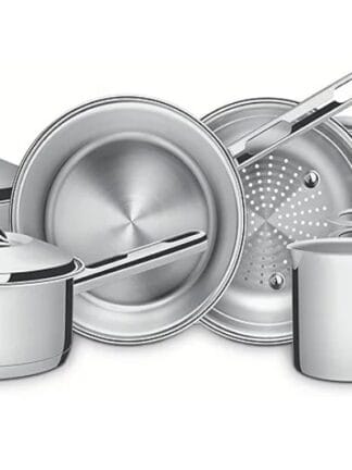 Jogo de Panelas Tramontina Solar em Aço Inox com Fundo Triplo e Tampas de Inox 6 Peças