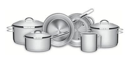 Jogo de Panelas Tramontina Solar em Aço Inox com Fundo Triplo e Tampas de Inox 6 Peças