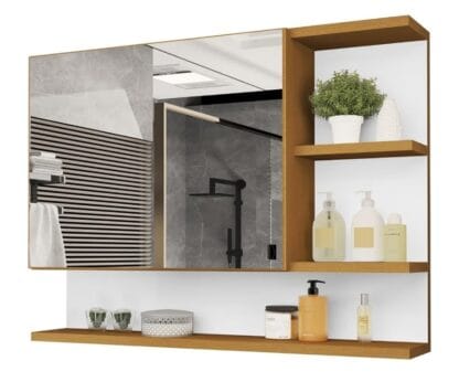 Armario Espelheira Para Banheiro 1 Porta Cleópatra (Nature/Flexcollor)