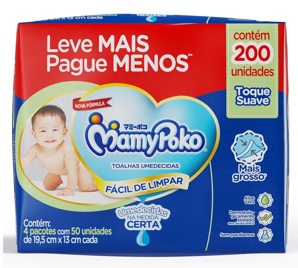 MamyPoko Lenços Umedecidos Toque Suave 200 Unidades