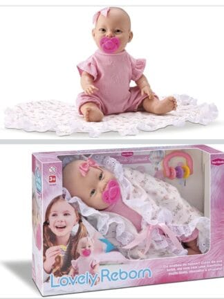 Bambola Boneca Lovely Reborn Recém Nascida 34cm Rosa