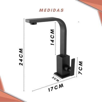 Torneira Banheiro Pia Quadrit Preta Metal Bica Móvel Baixa Preto Fosco