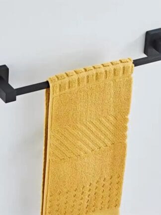 Porta Toalhas Rosto Metal 30cm Preto Fosco