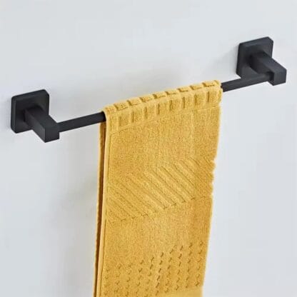 Porta Toalhas Rosto Metal 30cm Preto Fosco