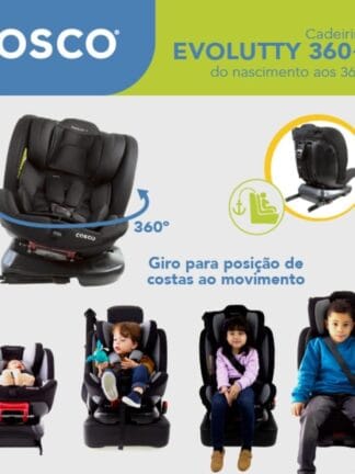 Cosco Kids, Cadeirinha Evolutty 360 X, 0 a 36kg, com Giro 360º e Isofix