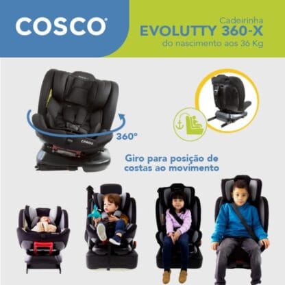 Cosco Kids, Cadeirinha Evolutty 360 X, 0 a 36kg, com Giro 360º e Isofix