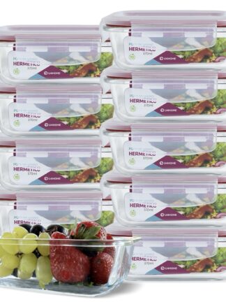 Kit 10 Potes Vidro Hermético com Tampa 370ml Cor Vermelho U4home
