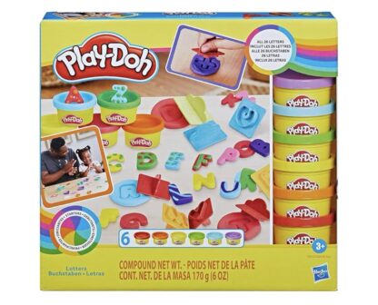 Massinha de Modelar,Kit Inicial de Letras- Com 26 Carimbos e 6 Potes - A partir de 3 Anos