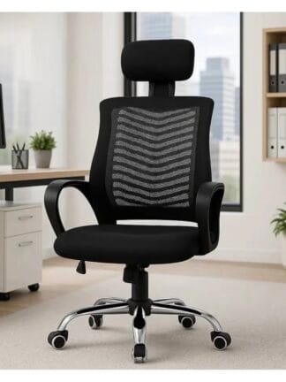 Cadeira De Escritório Ergonômica Presidente Com Encosto Preto Malha Ventilada Mesh Confortável