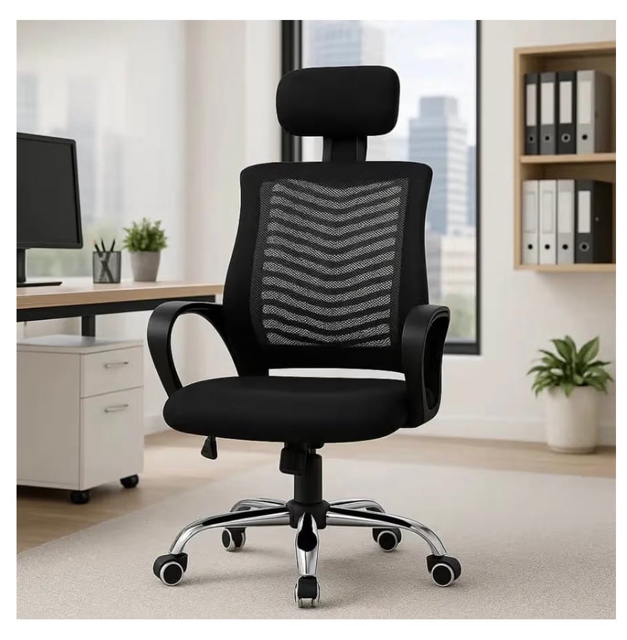 Cadeira De Escritório Ergonômica Presidente Com Encosto Preto Malha Ventilada Mesh Confortável